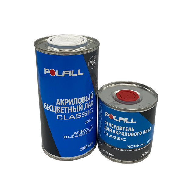 Лак акриловый HS Classic, с отвердителем, 2К 2:1, Polfill, 500+250ml ...