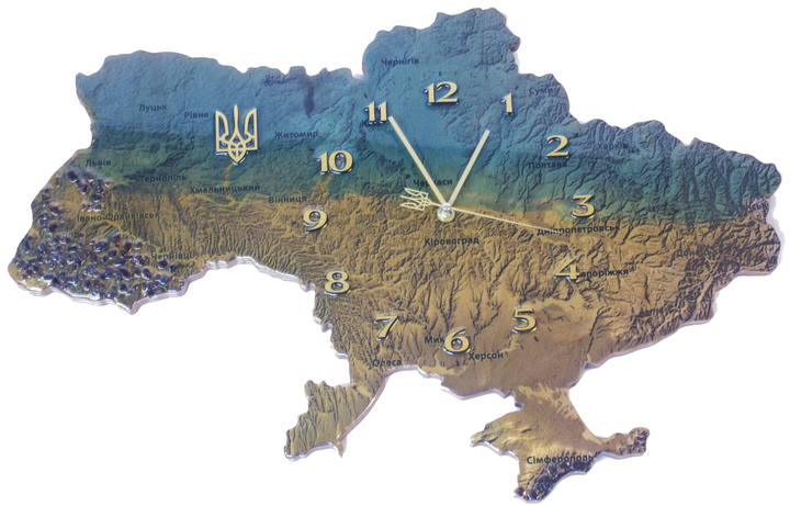 Акція на Настінний годинник Uta Карта України 60х40 см MAP 1-02 P у подарунковій упаковці від Rozetka