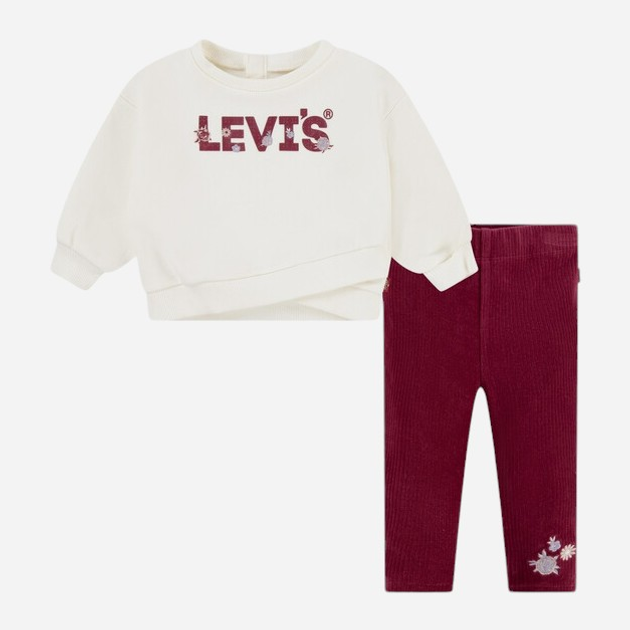 Детский комплект (свитшот + штаны) для девочки Levi's Lvg Tulip Hem Crew & Legging S 1EL149-W0E-LZ 92 см Бордовый (3666643119591) 