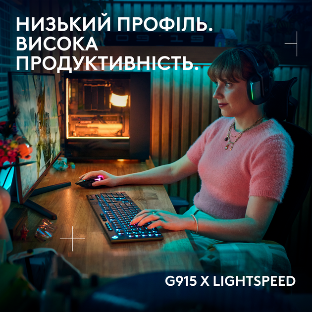 Клавиатура Logitech G915 X Lightspeed RGB GL Clicky (920-012709) Black - Фото 2 Клавиатура Logitech G915 X Lightspeed RGB GL Clicky (920-012709) Black - изображение 2