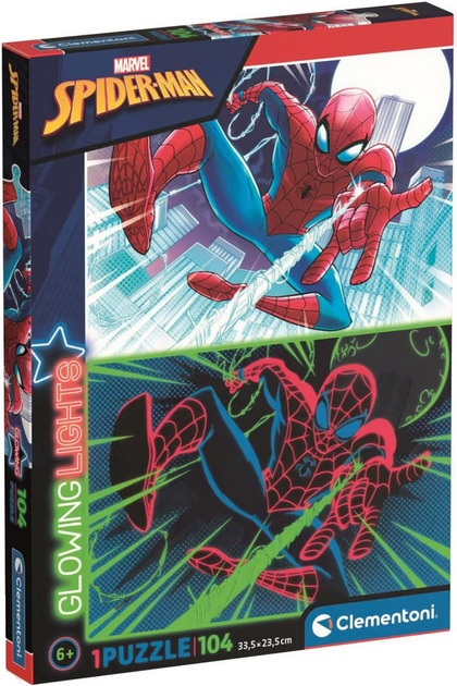 Puzzle Clementoni Glowing Spider Man 104 elementy 27555 (8005125275557) - obraz 1