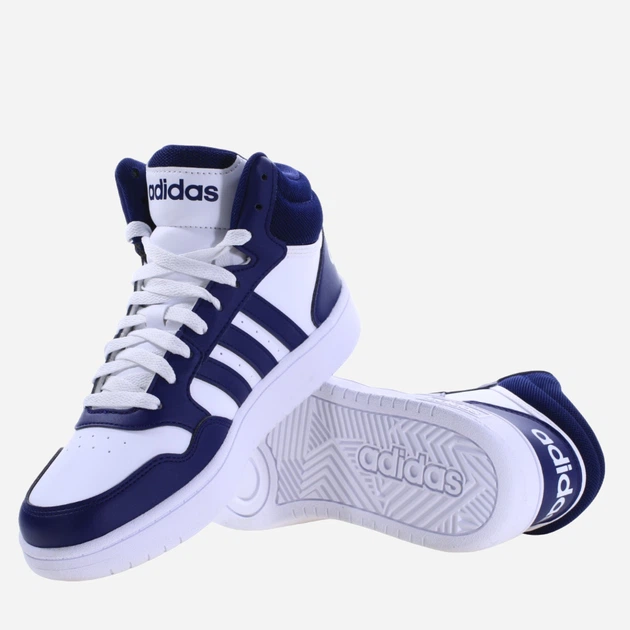 Підліткові кеди для дівчинки adidas Hoops 3.0 Mid K IG3717 37.5 Білі з темно-синім (4066759020849) - зображення 4
