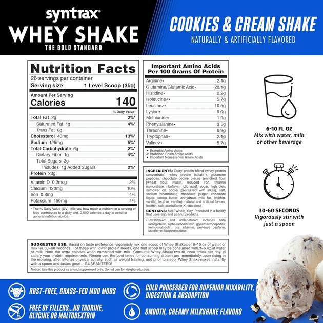 Протеїн Syntrax Whey Shake 908 g (Cookies & Cream) - зображення 2