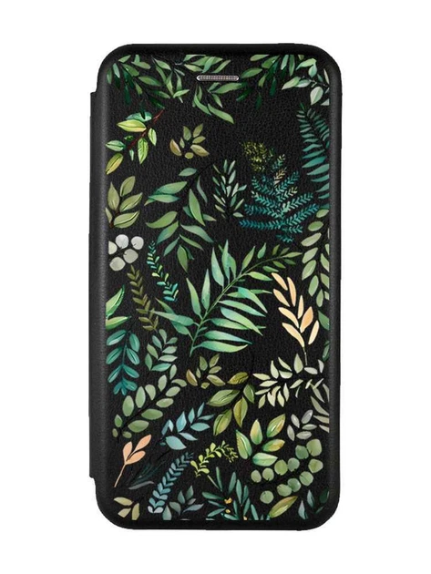 Чохол-книжка чорний з малюнком на Motorola Moto G72 Рослинний фон (принт 377) - Фото 1 Чохол-книжка чорний з малюнком на Motorola Moto G72 Рослинний фон (принт 377) - зображення 1