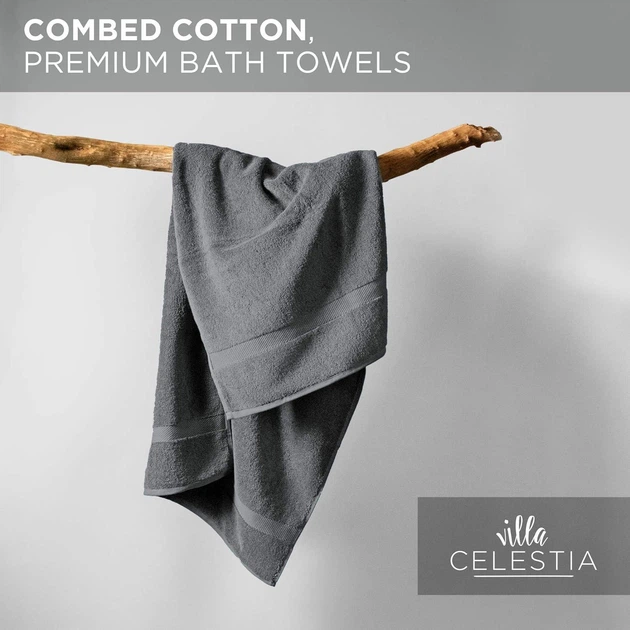 Полотенца для ванной комнаты Villa Celestia 600 GSM 100% Cotton , серые, набор из 4 шт. - изображение 3