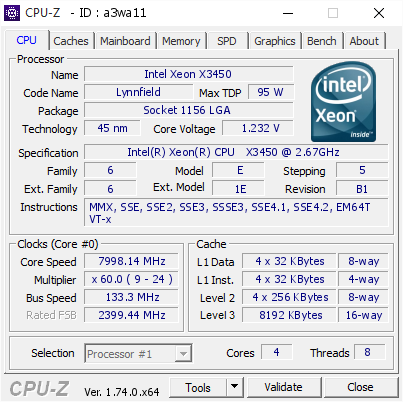 Процессор Intel Xeon x3450 Б/У - изображение 2