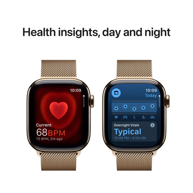 Smartwatch Apple Watch Series 10 GPS + Cellular 42mm Gold Titanium Case with Gold Milanese Loop (MX083) - obraz 5