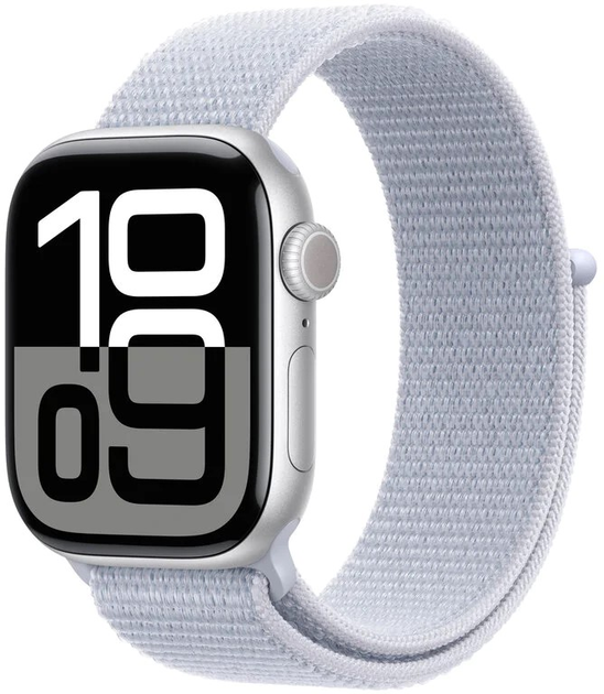 Smartwatch Apple Watch Series 10 GPS + Cellular 46mm Silver Aluminium Case with Blue Cloud Sport Loop (MWY23) - obraz 1