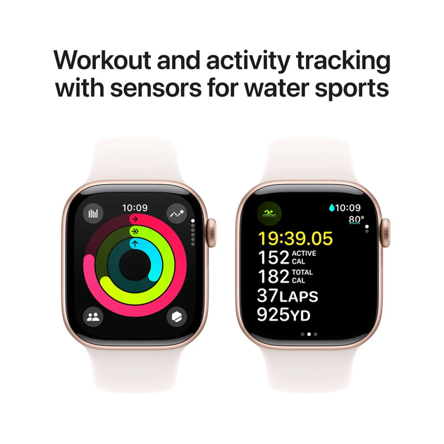 Smartwatch Apple Watch Series 10 GPS + Cellular 46mm Rose Gold Aluminium Case with Light Blush Sport Band - M/L (MWY73) - obraz 4