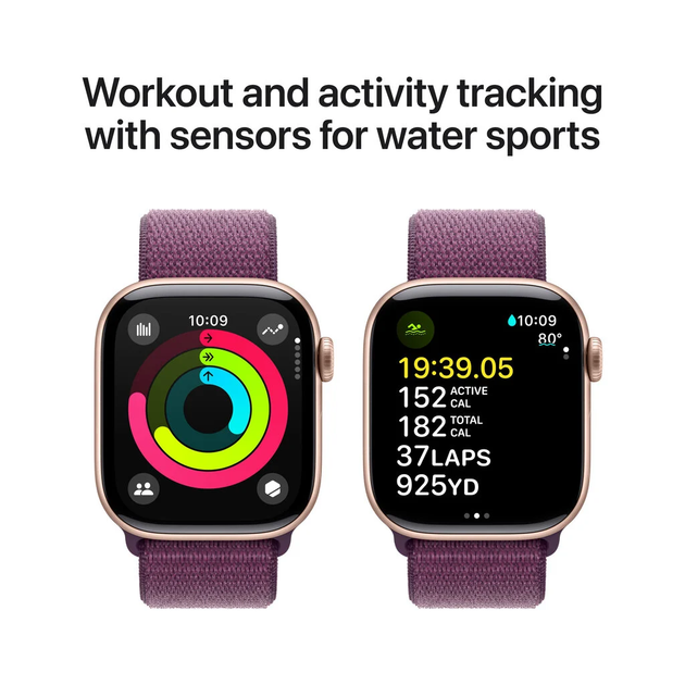 Smartwatch Apple Watch Series 10 GPS + Cellular 46mm Rose Gold Aluminium Case with Plum Sport Loop (MWY83) - obraz 4