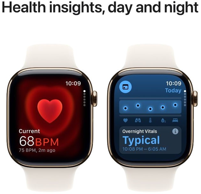 Смарт-годинник Apple Watch Series 10 GPS + Cellular 46mm Gold Titanium Case with Starlight Sport Band - S/M (MWYX3) - зображення 5