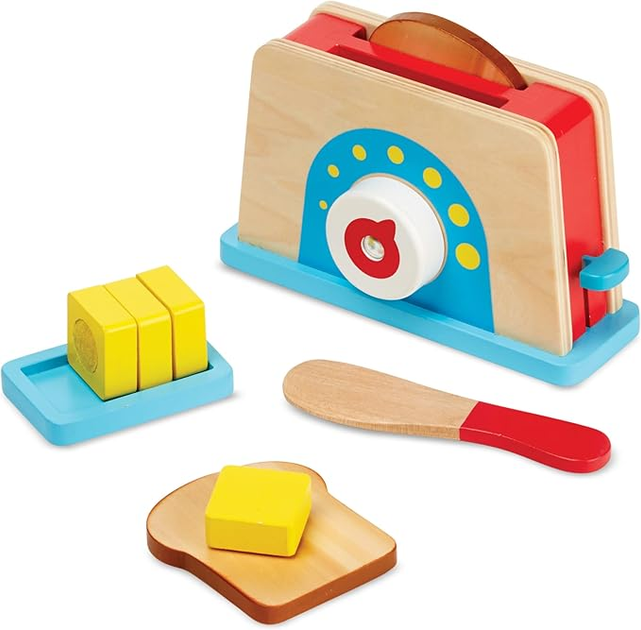 Набір для гри Melissa & Doug Дерев'яний тостер з хлібом і маслом 19344 (0000772193443) - зображення 2