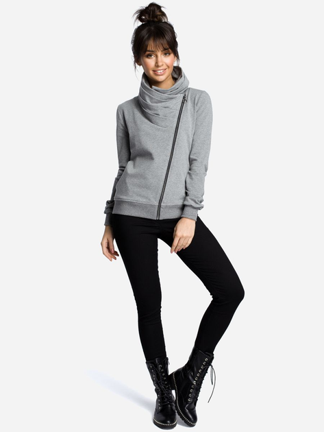 Bluza damska rozpinana streetwear z kołnierzykiem BeWear B071 87023 L Szara (5903068409318) - obraz 3