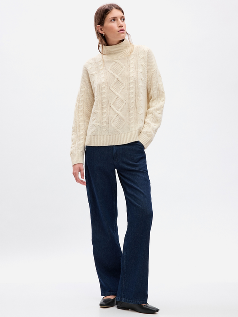 Sweter z golfem damski ciepły GAP 815141-01 S Beżowy (1200116900020) - obraz 3