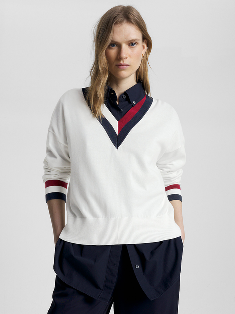 Пуловер жіночий Tommy Hilfiger WW0WW39006-YBL M Бежевий (8720644313794) - зображення 1