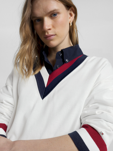 Пуловер жіночий Tommy Hilfiger WW0WW39006-YBL S Білий (8720644313749) - зображення 5