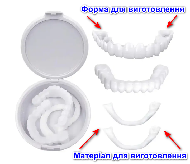 Знімні вініри для зубів Snap On Smile верх та низ у комплекті - Фото 2 Знімні вініри для зубів Snap On Smile верх та низ у комплекті - зображення 2