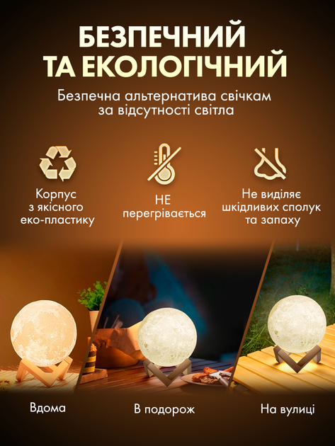 Настольная лампа ночник луна настольный светильник 3д на батарейках прикроватная светодиодная лед led декоративная в спальню на тумбочку беспроводные настольные лампы светильники Moon Lights Lamp 3d 15 cм (ML-15) - изображение 5