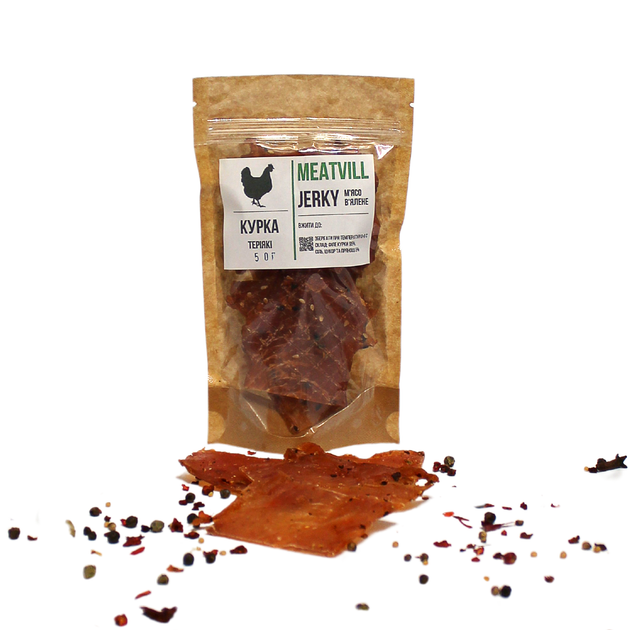 Джерки Meatvill курица терияки крафт 50г - Фото 1 Джерки Meatvill курица терияки крафт 50г - изображение 1