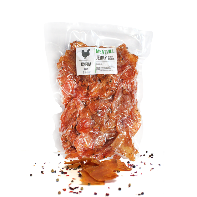 Джерки Meatvill курица кари вакуум 500г - Фото 1 Джерки Meatvill курица кари вакуум 500г - изображение 1