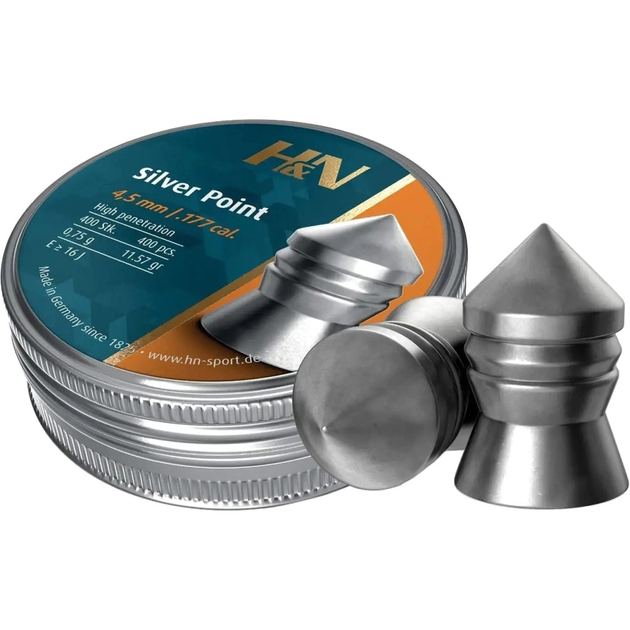 Пульки H&N Silver Point 4,5 мм 0,75 г 400 шт/уп (m429042) - зображення 1