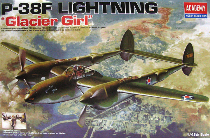 Model do sklejania Academy Samolot P-38F Lighting Glacier Girl 1:48 (603550122088) - obraz 1