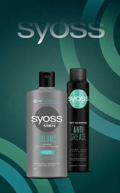 Набор для мужчин SYOSS For men Clean & Freshness Шампунь Men Volume 440 мл + Сухой шампунь Anti-Grease 200 мл (4015100863383) - Фото 4 Набор для мужчин SYOSS For men Clean & Freshness Шампунь Men Volume 440 мл + Сухой шампунь Anti-Grease 200 мл (4015100863383) - изображение 4