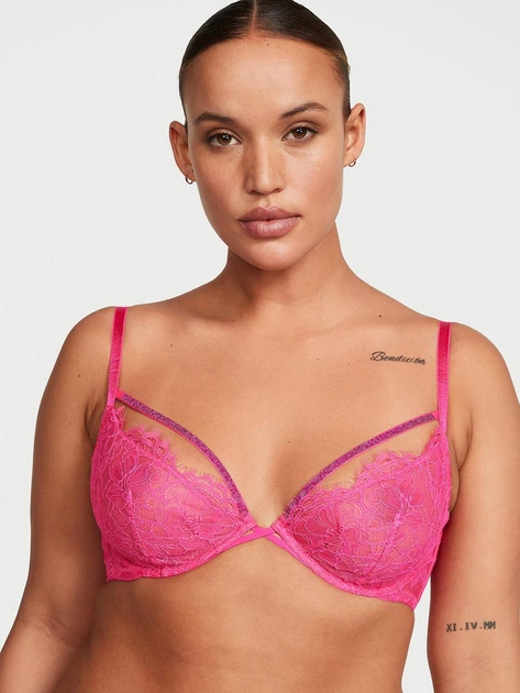 Жіночий комплект (бюст+трусики стрінги) Victoria's Secret (144000415904) Shine Strappy Unlined 70B/XS рожевий - Фото 5 Жіночий комплект (бюст+трусики стрінги) Victoria's Secret (144000415904) Shine Strappy Unlined 70B/XS рожевий - зображення 5