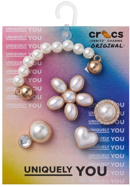 Przypinki do butów Crocs Jibbitz Dainty Pearl Jewelry 10013133 5 szt Złociste (0196265527823) - obraz 4
