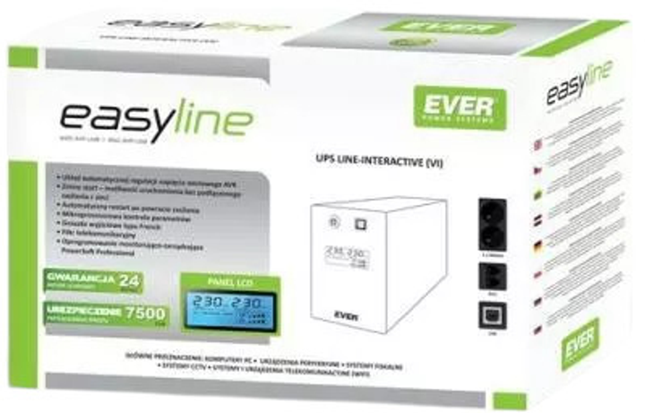 ИБП Ever EASYLINE Line-Interactive 650VA (360W) LCD AVR Black (T/EASYTO-000K65/00) - изображение 3