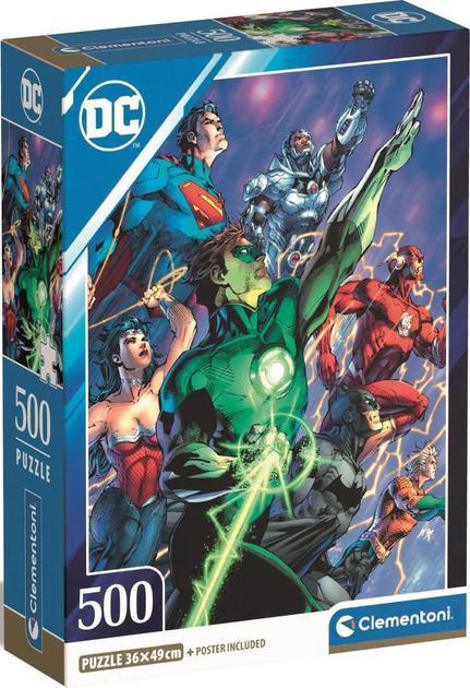 Пазли Clementoni Compact Dc Comics Ліга Справедливості 500 елементiв (8005125355327) - зображення 1