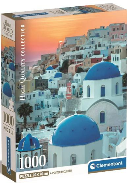 Puzzle Clementoni Compact Santorini 1000 elementów (8005125399123) - obraz 1