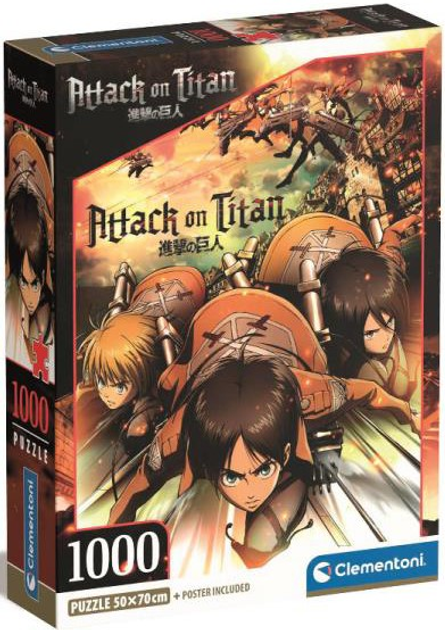 Puzzle Clementoni Compact Anime Attack On Titans 1000 elementów (8005125399239) - obraz 1