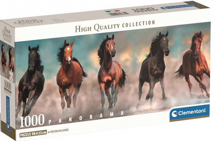 Puzzle Panorama Clementoni Compact Horses 1000 elementów (8005125398751) - obraz 1