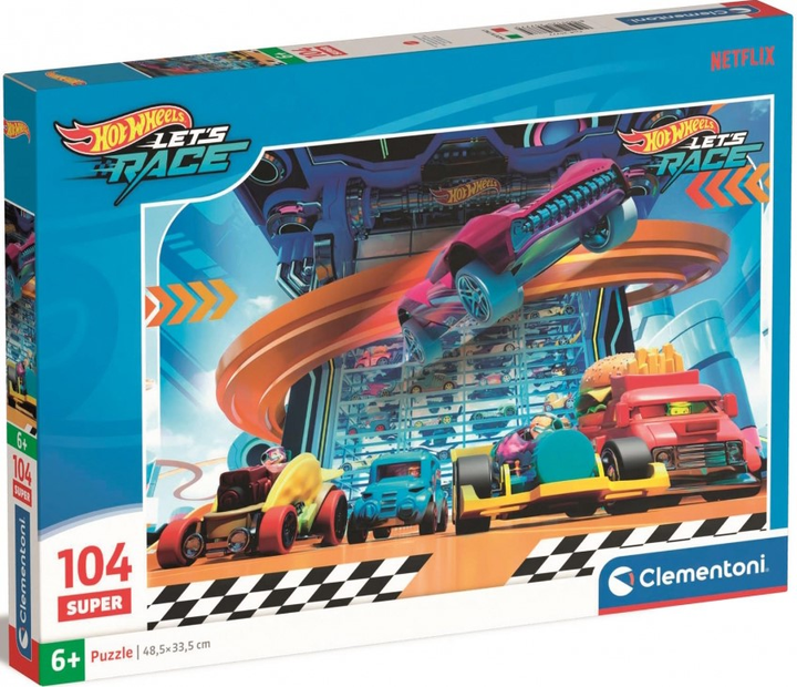 Puzzle Clementoni Super Kolor Hot Wheels 104 elementy (8005125257775) - obraz 1