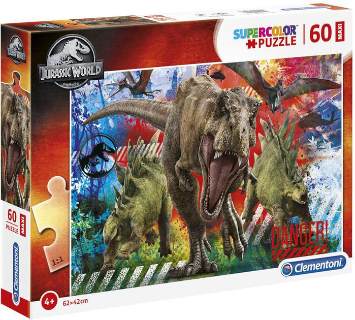 Puzzle Clementoni Maxi Super Kolor Jurassic World 60 elementów (8005125264568) - obraz 1