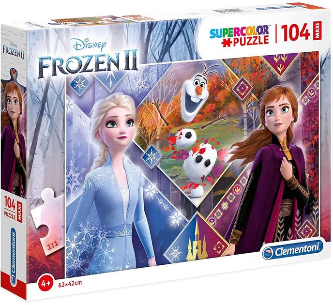 Puzzle Clementoni Maxi Super Kolor Frozen 104 elementy (8005125242429) - obraz 1