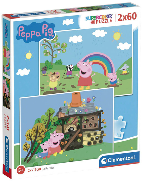 Puzzle Clementoni Super Kolor Peppa Pig 2 po 60 elementów (8005125216222) - obraz 1