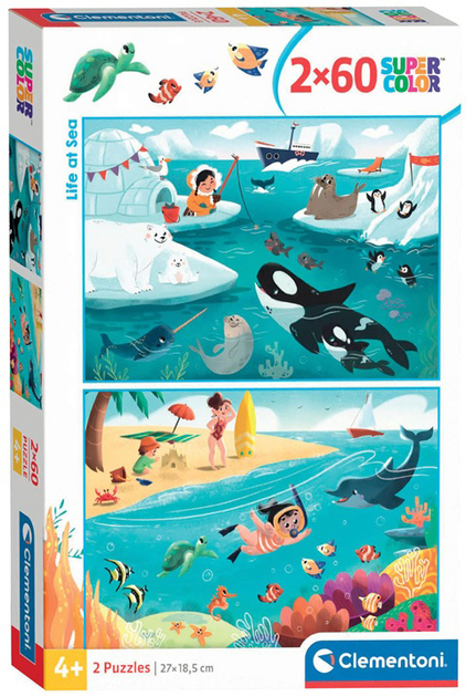 Puzzle Clementoni Super Kolor Life At Sea 2 po 60 elementów (8005125248179) - obraz 1