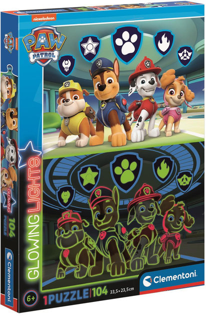 Puzzle Clementoni Glowing Paw Patrol 104 elementy (8005125271764) - obraz 1