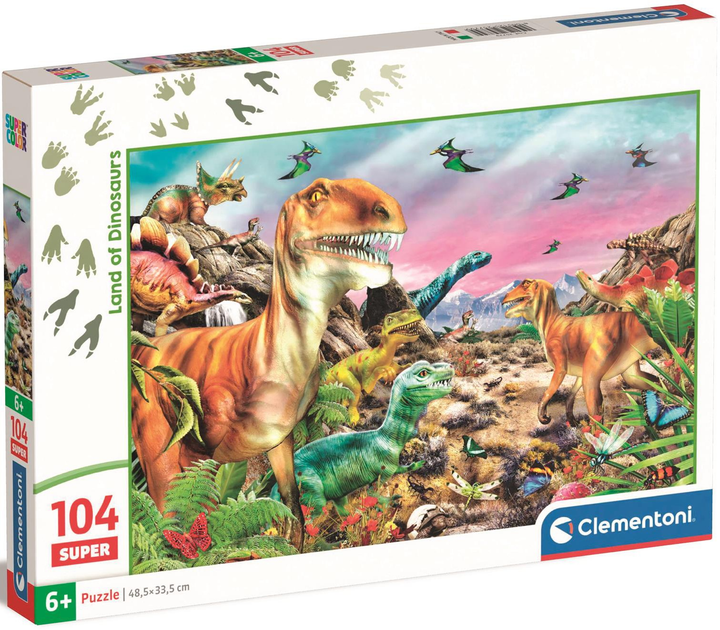 Puzzle Clementoni Super Kolor Land Of Dinosaurus 104 elementy (8005125257799) - obraz 1