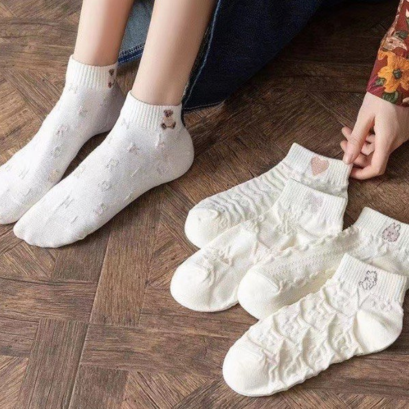 Короткие женские носки хлопковые, набор носков для женщин белые 5 пар One Size - изображение 6