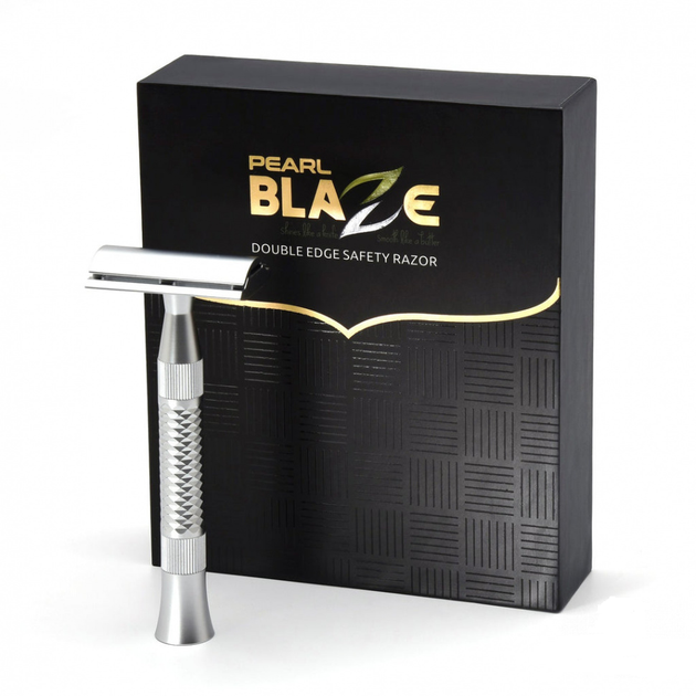 Бритва для гоління Т-подібна Pearl Blaze Double Edge Safety Razor Brass Metal - изображение 3