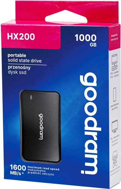 SSD dysk Goodram HX200 1TB USB 3.2 Type-C Black (SSDPR-HX200-1K0) External - obraz 4