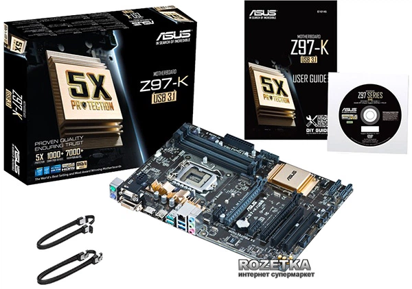 エビータ Материнская плата Asus Z97-K/USB 3.1 (s1150, Intel Z97, PCI-Ex16