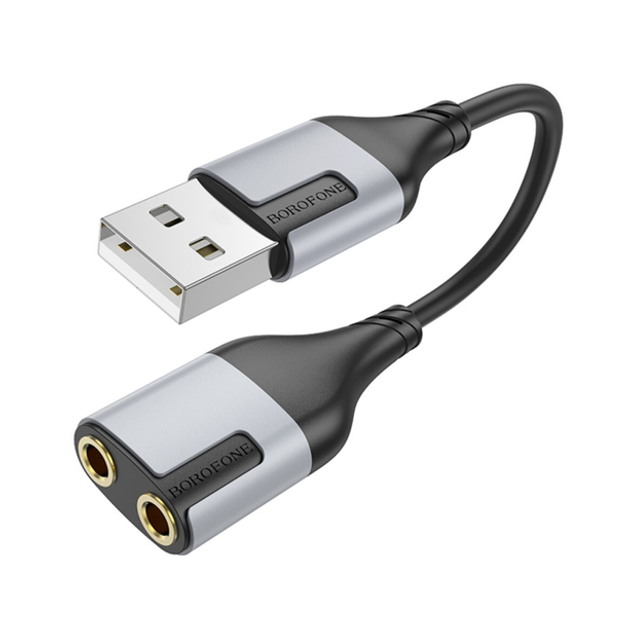 Звуковая карта адаптер BOROFONE BV19 Creator 2-in-1 external sound card for headset USB to 3.5mm Black - изображение 2