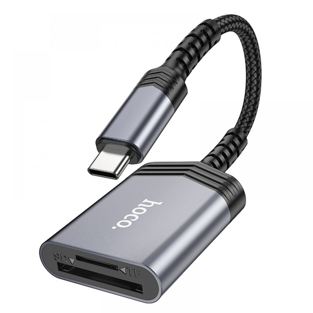 Кардридер HOCO UA25 2-in-1 card reader Type-C Metal Gray (6942007608862) - изображение 4
