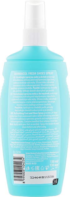 Spray do stóp i butów Dermacol Fresh Shoes 130 ml (8595003104234) - obraz 2