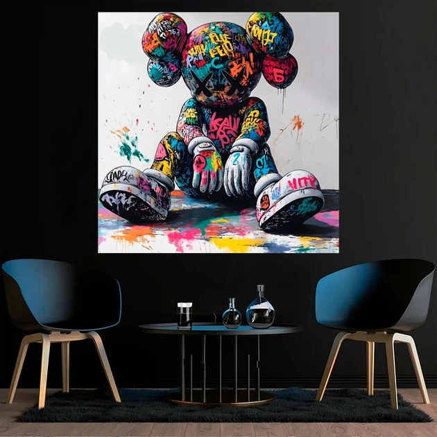 Картина на холсте для интерьера 50х50см - Kaws Graffitti – купить
