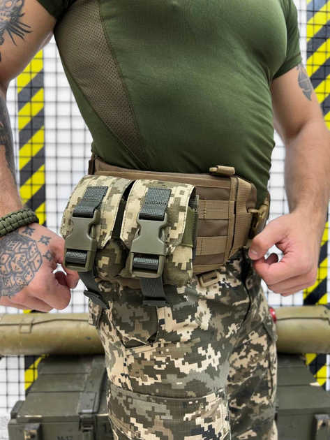 Подсумок для двух гранат Cordura 1000D с регулируемыми клапанами Пиксель - изображение 1